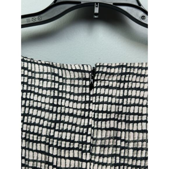Apostrophe Dress Womens Large Black White Linen Blend Sleeveless Sheath Check - Picture 7 of 8
